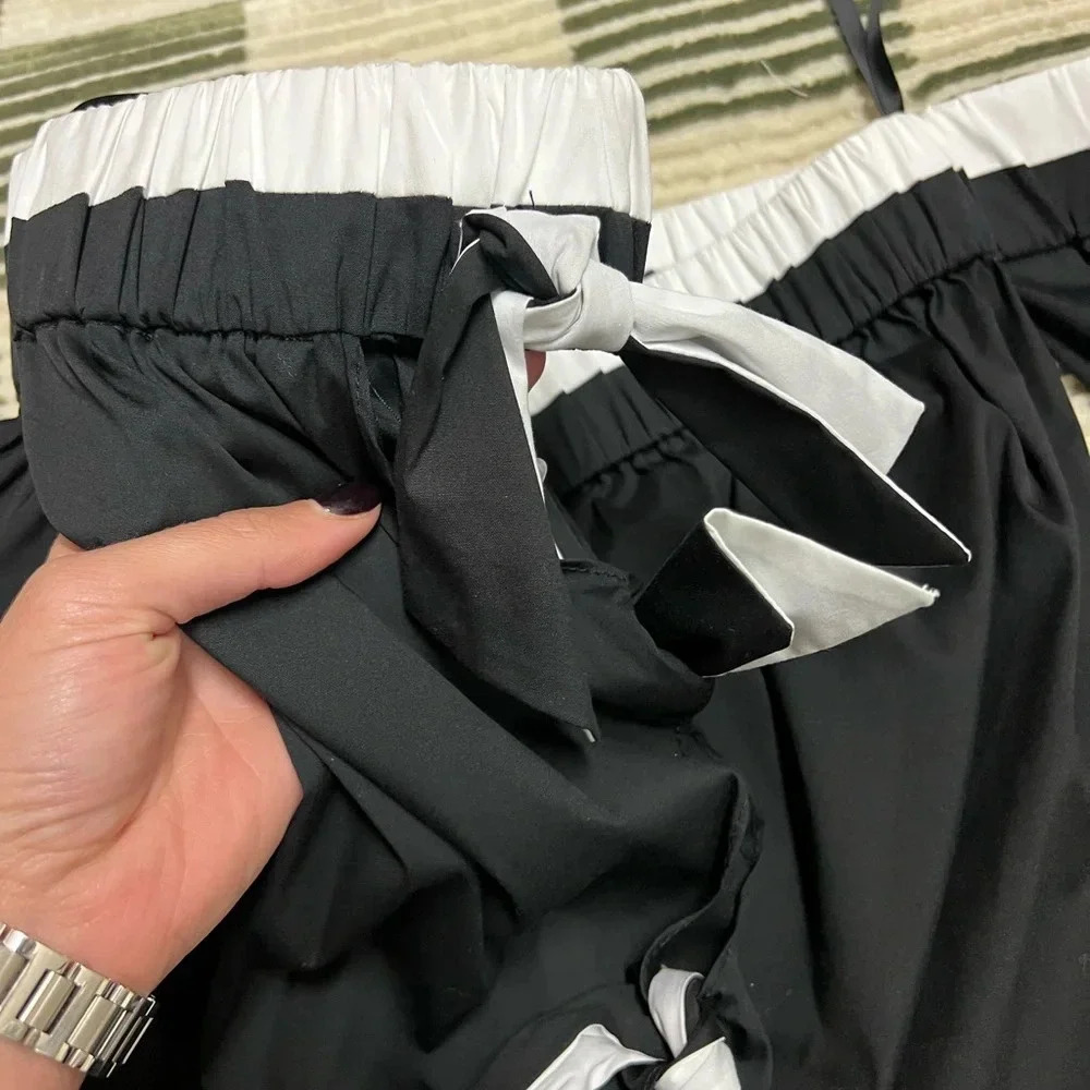Milly Blythe New Bow Sleeve Black and White Off the Shoulder Blouse - Picture 6 of 12